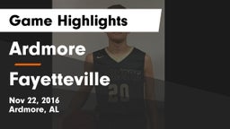 Ardmore  vs Fayetteville  Game Highlights - Nov 22, 2016