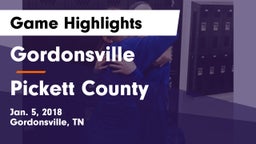 Gordonsville  vs Pickett County Game Highlights - Jan. 5, 2018