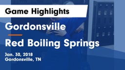 Gordonsville  vs Red Boiling Springs  Game Highlights - Jan. 30, 2018