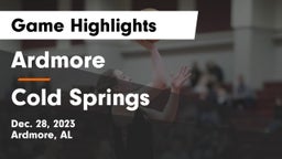 Ardmore  vs Cold Springs  Game Highlights - Dec. 28, 2023