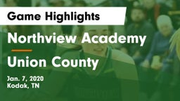Northview Academy vs Union County  Game Highlights - Jan. 7, 2020