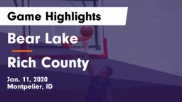 Bear Lake  vs Rich County Game Highlights - Jan. 11, 2020
