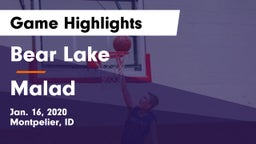 Bear Lake  vs Malad  Game Highlights - Jan. 16, 2020