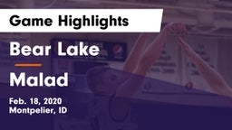 Bear Lake  vs Malad  Game Highlights - Feb. 18, 2020