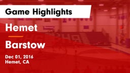 Hemet  vs Barstow  Game Highlights - Dec 01, 2016