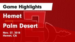 Hemet  vs Palm Desert  Game Highlights - Nov. 27, 2018