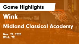 Wink  vs Midland Classical Academy Game Highlights - Nov. 24, 2020