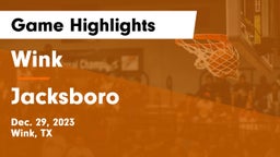Wink  vs Jacksboro  Game Highlights - Dec. 29, 2023