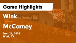 Wink  vs McCamey  Game Highlights - Jan. 26, 2024