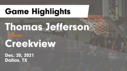 Thomas Jefferson  vs Creekview  Game Highlights - Dec. 20, 2021