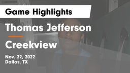 Thomas Jefferson  vs Creekview  Game Highlights - Nov. 22, 2022