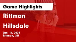 Rittman  vs Hillsdale  Game Highlights - Jan. 11, 2024