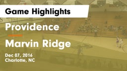 Providence  vs Marvin Ridge Game Highlights - Dec 07, 2016