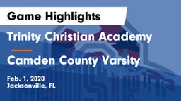 Trinity Christian Academy vs Camden County Varsity Game Highlights - Feb. 1, 2020
