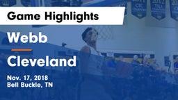 Webb  vs Cleveland  Game Highlights - Nov. 17, 2018