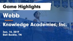 Webb  vs Knowledge Academies, Inc. Game Highlights - Jan. 14, 2019