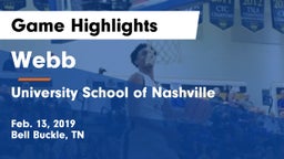 Webb  vs University School of Nashville Game Highlights - Feb. 13, 2019