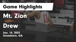 Mt. Zion  vs Drew  Game Highlights - Jan. 14, 2023