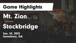 Mt. Zion  vs Stockbridge  Game Highlights - Jan. 24, 2023