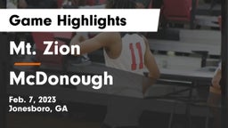 Mt. Zion  vs McDonough  Game Highlights - Feb. 7, 2023