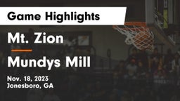 Mt. Zion  vs Mundys Mill  Game Highlights - Nov. 18, 2023