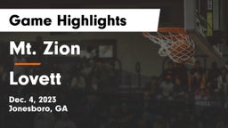 Mt. Zion  vs Lovett  Game Highlights - Dec. 4, 2023