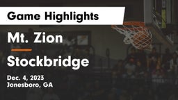 Mt. Zion  vs Stockbridge  Game Highlights - Dec. 4, 2023