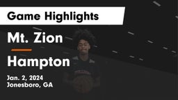 Mt. Zion  vs Hampton  Game Highlights - Jan. 2, 2024