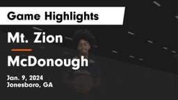 Mt. Zion  vs McDonough  Game Highlights - Jan. 9, 2024