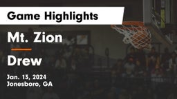 Mt. Zion  vs Drew  Game Highlights - Jan. 13, 2024