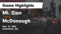 Mt. Zion  vs McDonough  Game Highlights - Feb. 12, 2024