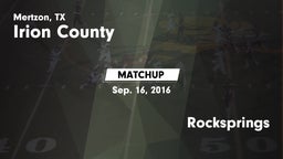 Matchup: Irion County High vs. Rocksprings 2016