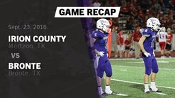 Recap: Irion County  vs. Bronte  2016