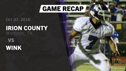 Recap: Irion County  vs. Wink 2016