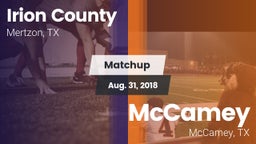 Matchup: Irion County High vs. McCamey  2018