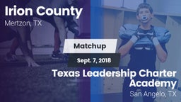 Matchup: Irion County High vs. Texas Leadership Charter Academy  2018