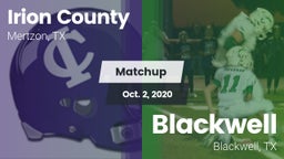 Matchup: Irion County High vs. Blackwell  2020