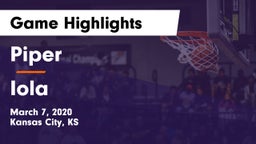 Piper  vs Iola  Game Highlights - March 7, 2020