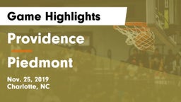 Providence  vs Piedmont  Game Highlights - Nov. 25, 2019