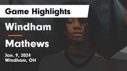 Windham  vs Mathews  Game Highlights - Jan. 9, 2024