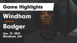 Windham  vs Badger Game Highlights - Jan. 19, 2024