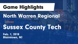 North Warren Regional  vs Sussex County Tech  Game Highlights - Feb. 1, 2018