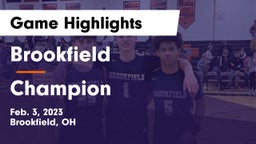 Brookfield  vs Champion  Game Highlights - Feb. 3, 2023