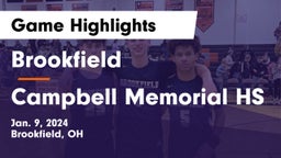 Brookfield  vs Campbell Memorial HS Game Highlights - Jan. 9, 2024