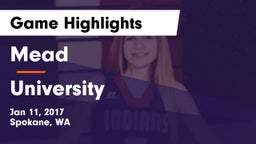 Mead  vs University  Game Highlights - Jan 11, 2017