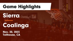 Sierra  vs Coalinga  Game Highlights - Nov. 30, 2023