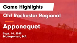 Old Rochester Regional  vs Apponequet Game Highlights - Sept. 16, 2019