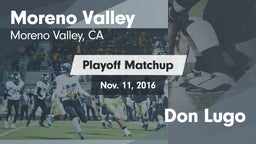 Matchup: Moreno Valley High vs. Don Lugo 2016