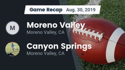 Recap: Moreno Valley  vs. Canyon Springs  2019
