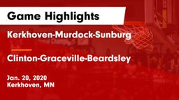 Kerkhoven-Murdock-Sunburg  vs Clinton-Graceville-Beardsley  Game Highlights - Jan. 20, 2020
